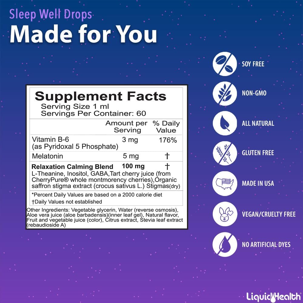 Made in USA label on Sleep Well Drops bottle