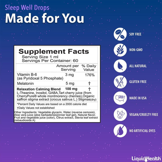 Made in USA label on Sleep Well Drops bottle