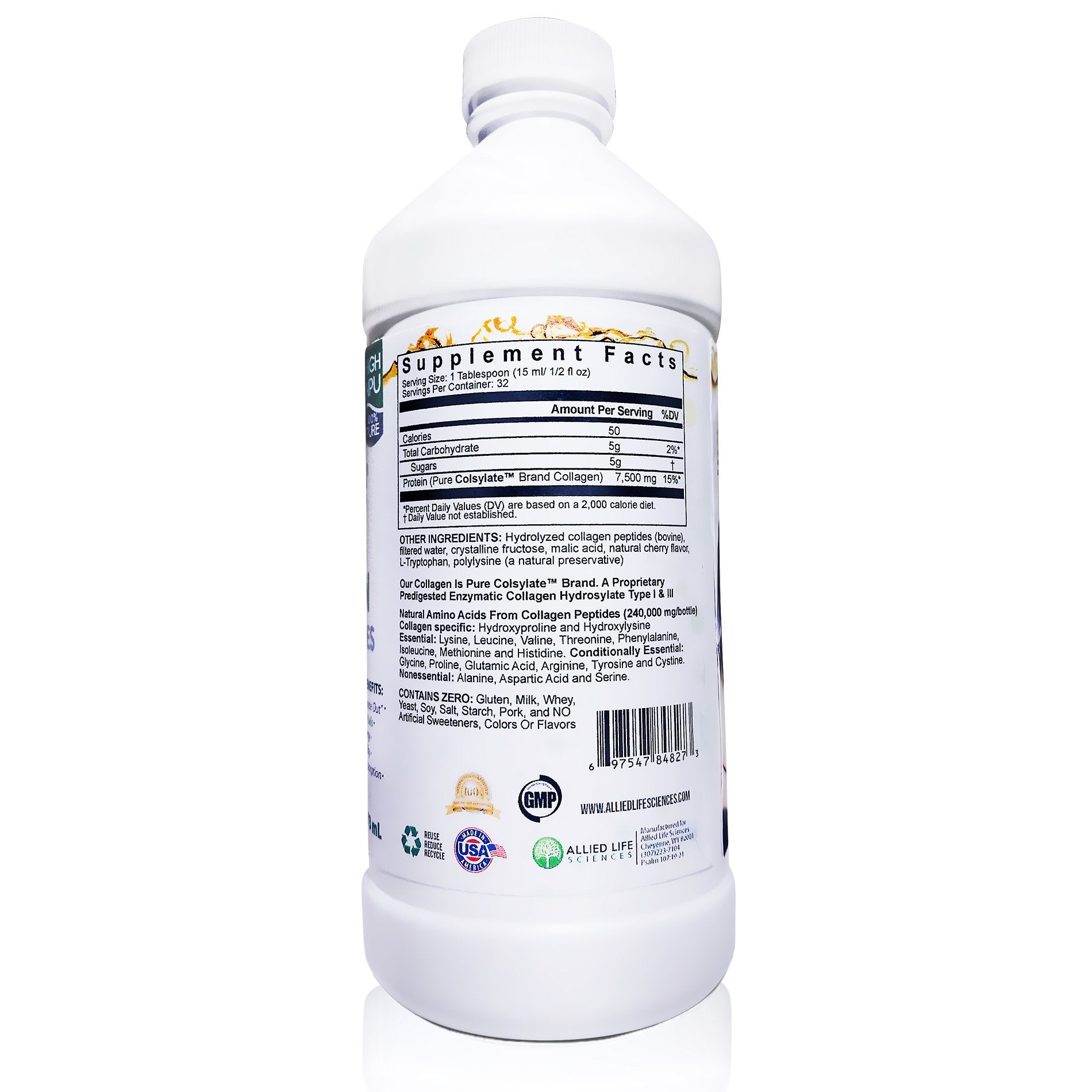 Graphic showing hydrolyzed collagen peptides content in LiquiVive