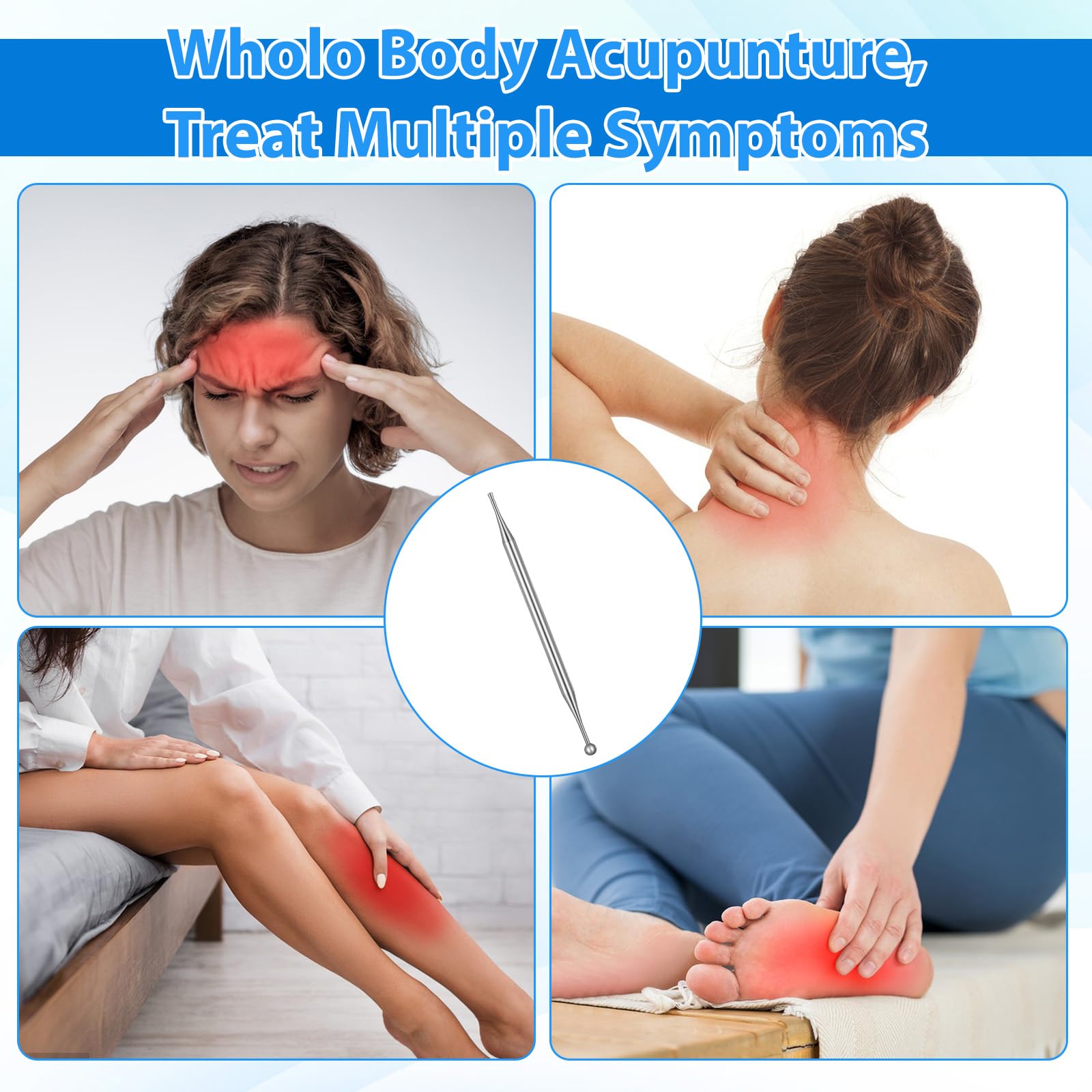 Acupuncture pen being used on face, neck, and body areas