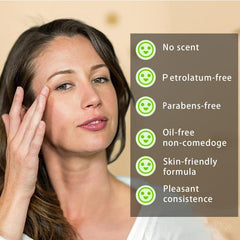 Lirisht application scene under-eye demonstrates fast absorption for makeup-ready skin.