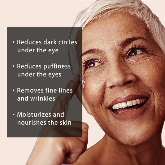 Lirisht eye cream texture swatch shows lightweight, non-greasy hydration for daily use.