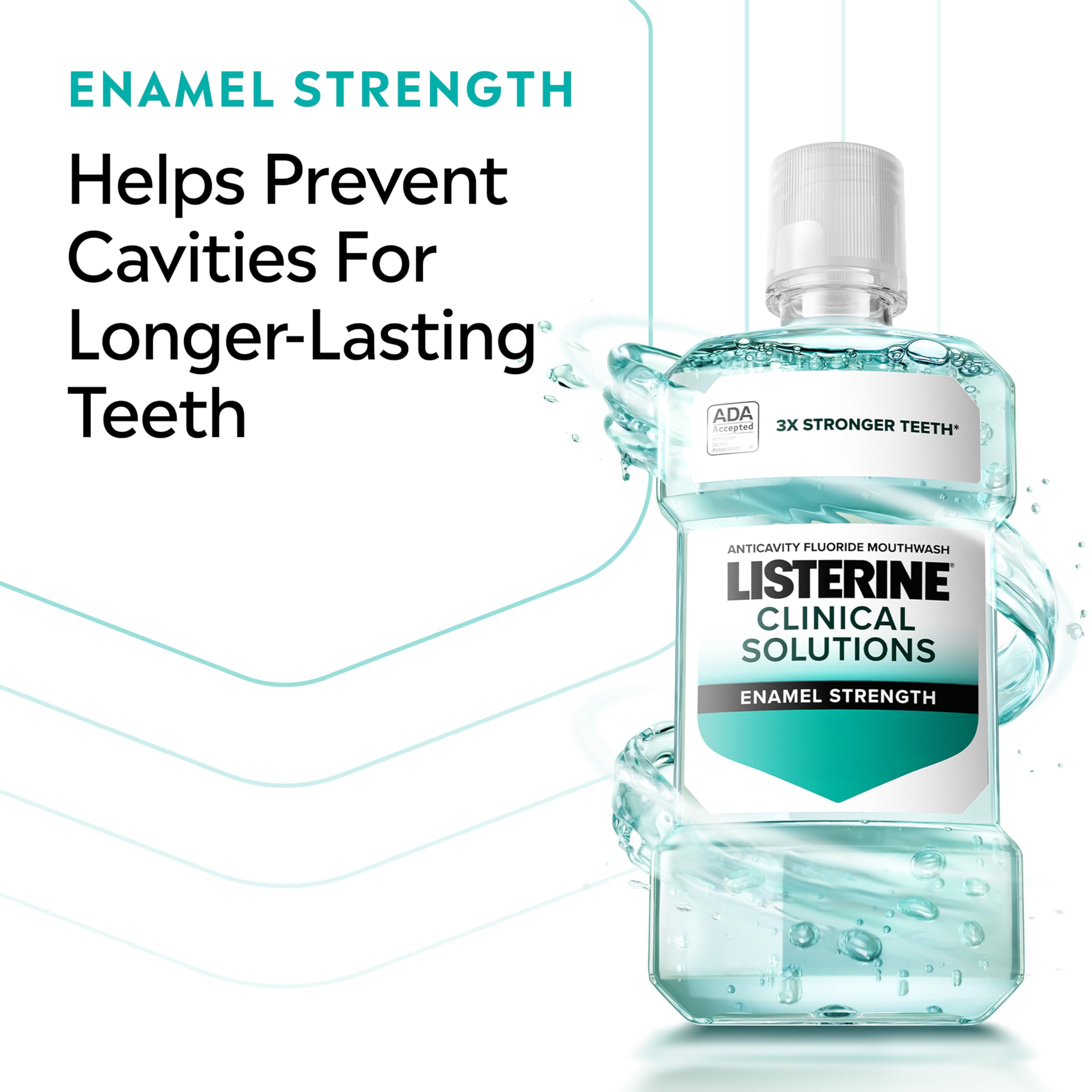 Back panel of the Listerine Enamel Strength Alpine Mint bottle