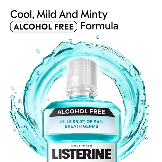 Six-pack of Listerine Cool Mint Alcohol-Free Mouthwash 500 mL bottles