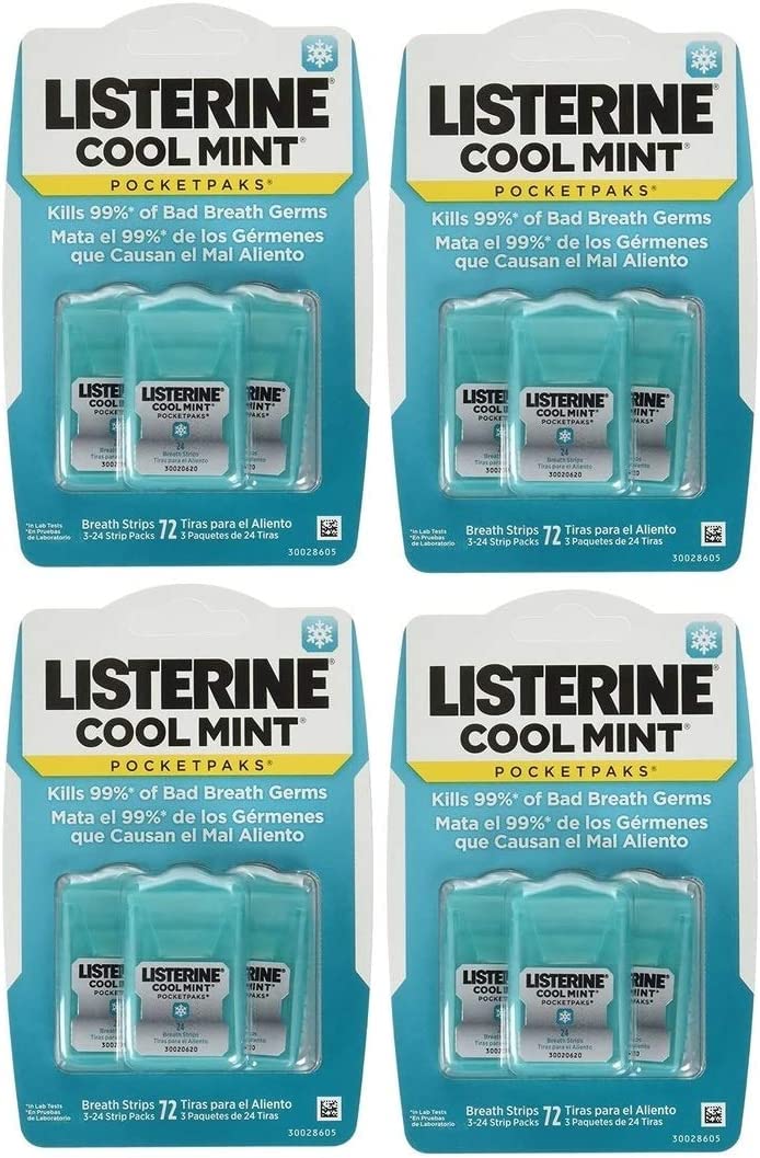 Front view of Listerine Cool Mint Pocketpaks 288-strip pack