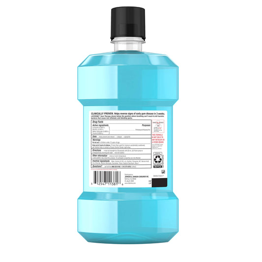 Back label of Listerine Gum Therapy Glacier Mint 1 L bottle