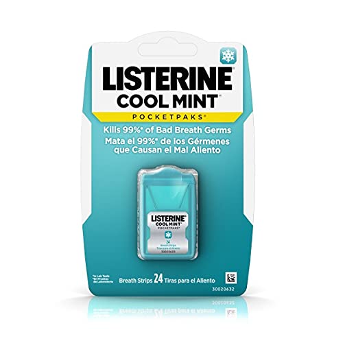 Listerine PocketPaks Cool Mint dissolving mouthwash strips, 24 per pack, pack of 12