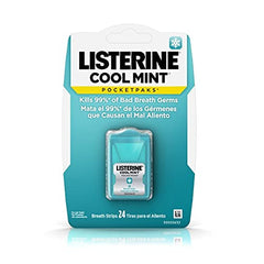 Listerine PocketPaks Cool Mint dissolving mouthwash strips, 24 per pack, pack of 12