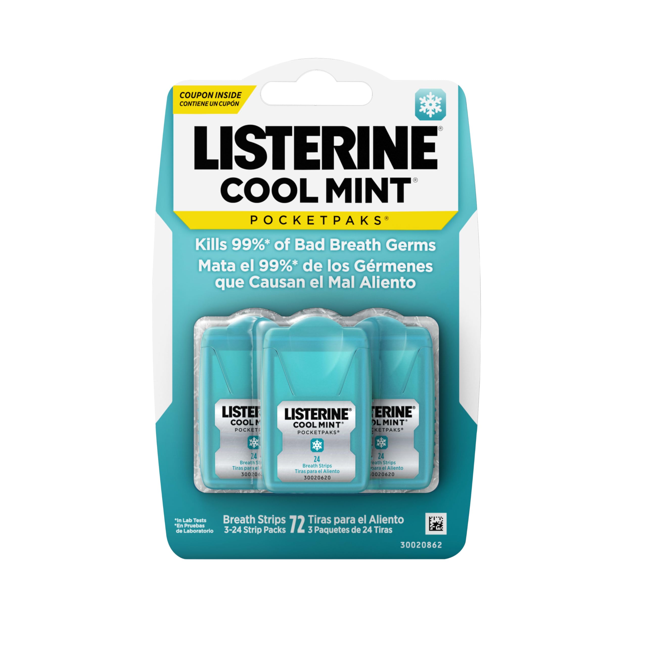 Front view of Listerine Cool Mint PocketPaks package