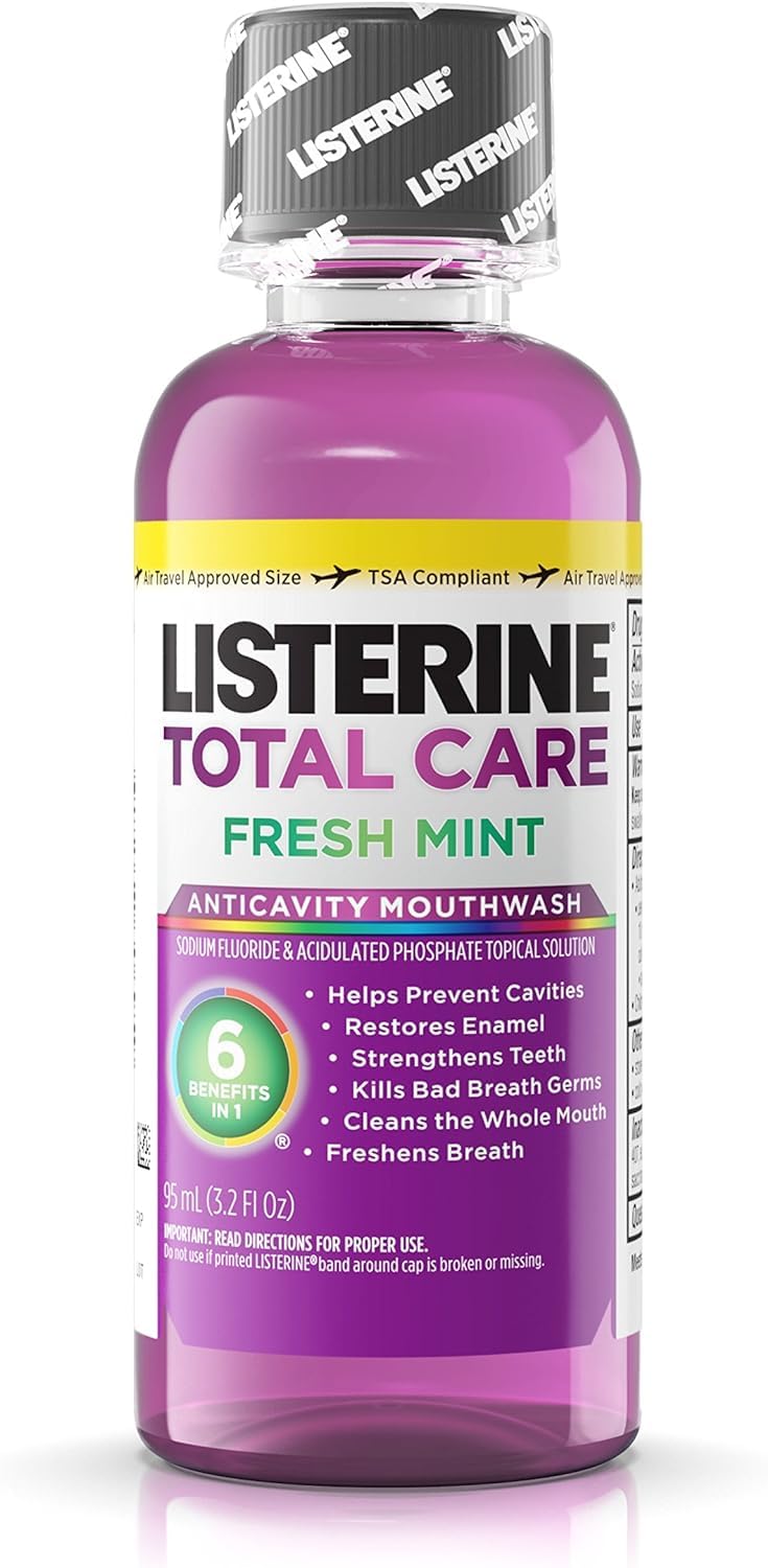 Listerine Total Care Anticavity Mouthwash Fresh Mint 3.2 oz bottle Pack of 24