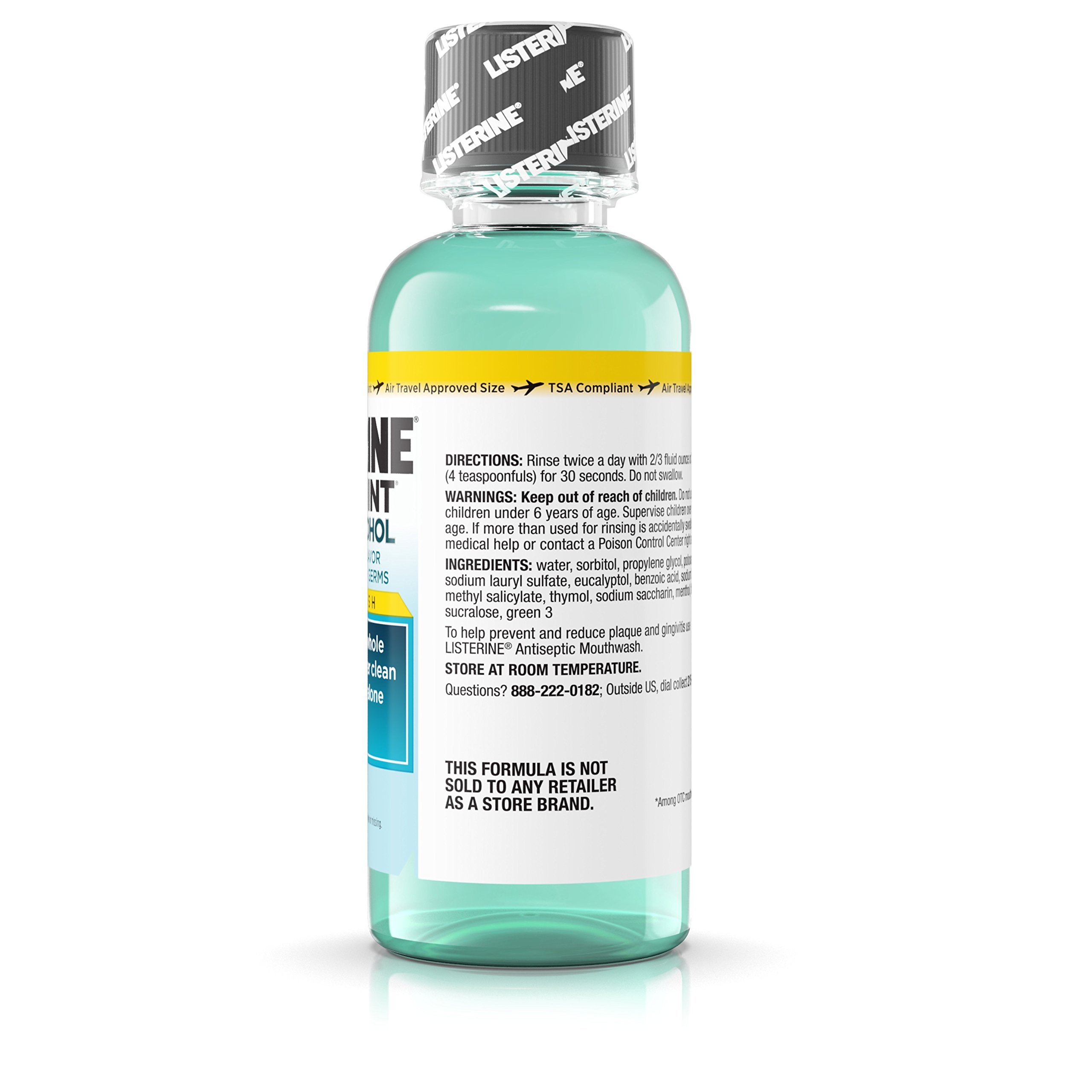 Close-up of Listerine Clean Mint label