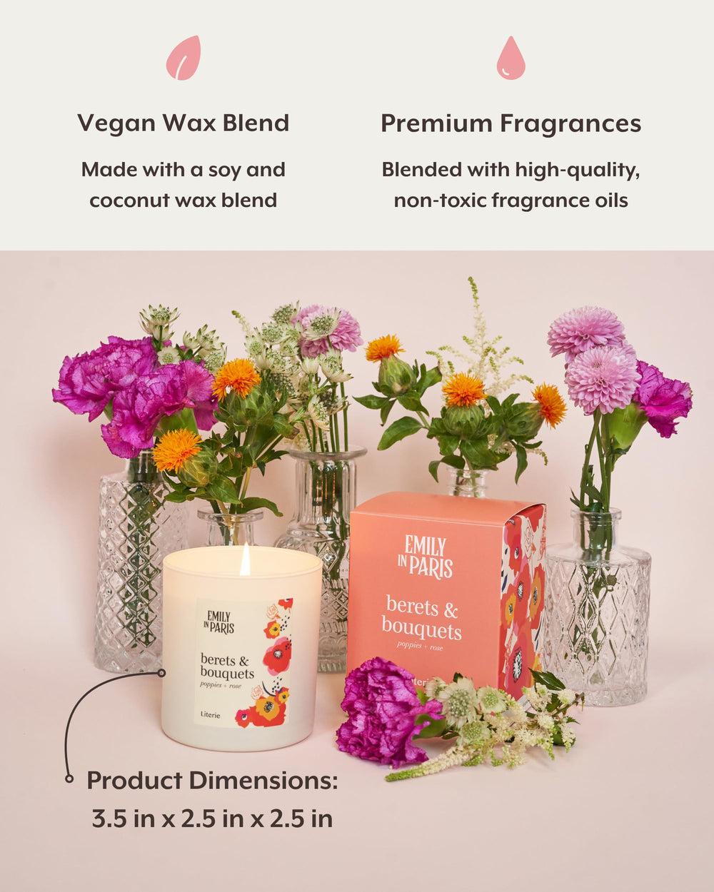Literie Emily candle gift-worthy packaging ideal for Francophile friends and thoughtful celebrations.