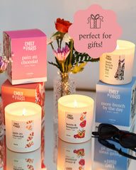 Literie Emily candle, vegan-soy-coconut wax offers an eco-friendly fragrance option for stylish homes.