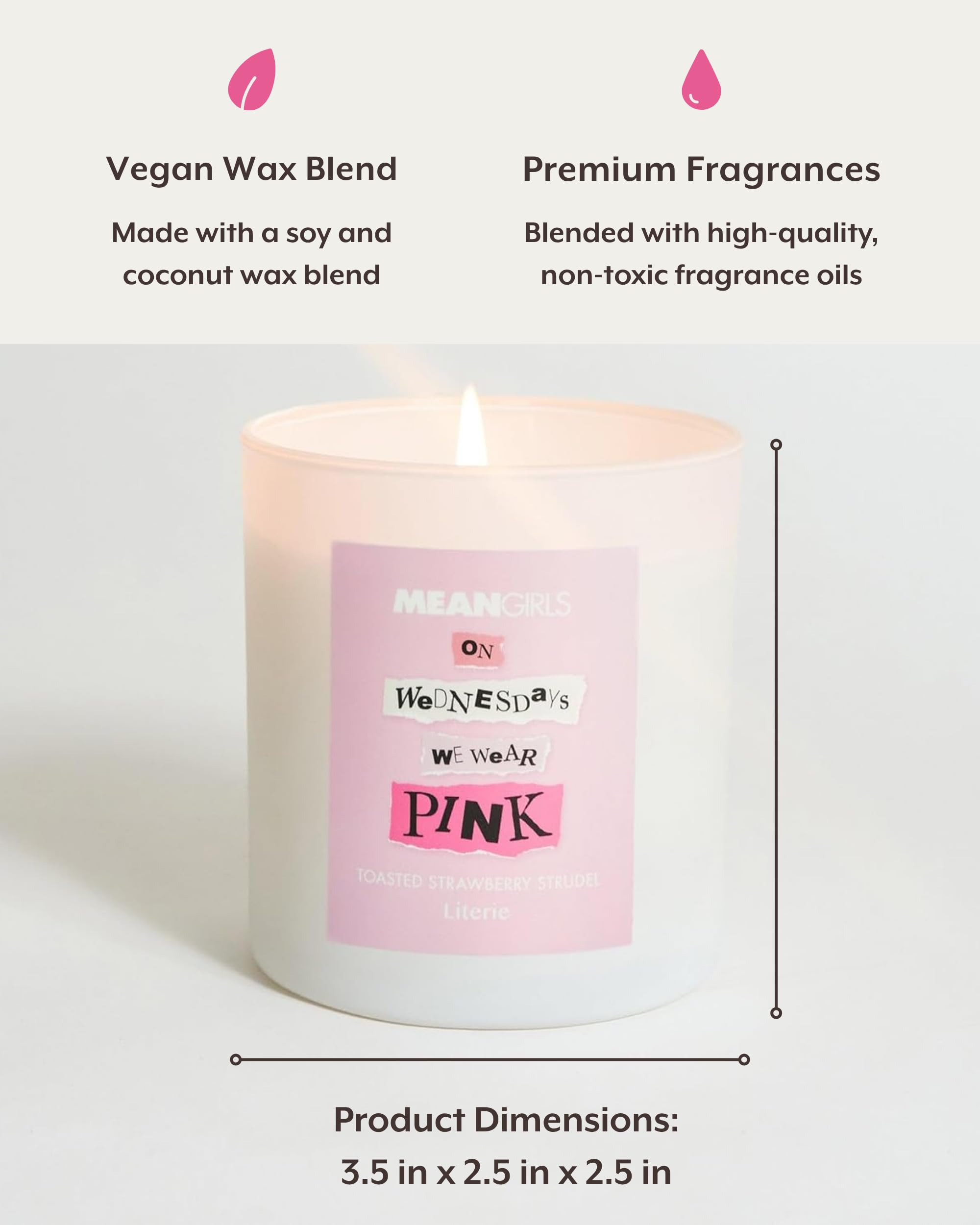 Literie Mean Girls-inspired candle featuring iconic label art for stylish room decor.