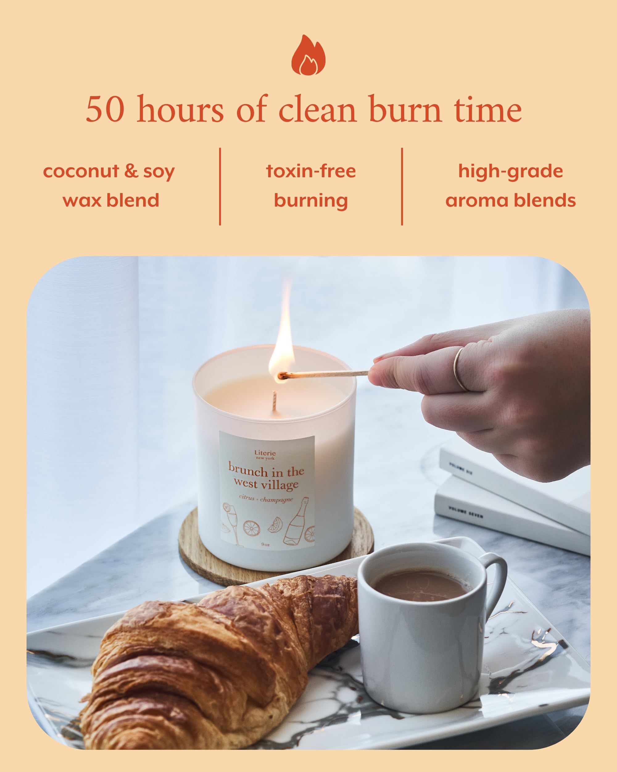 Vegan soy and coconut wax blend candle by Literie NYC.