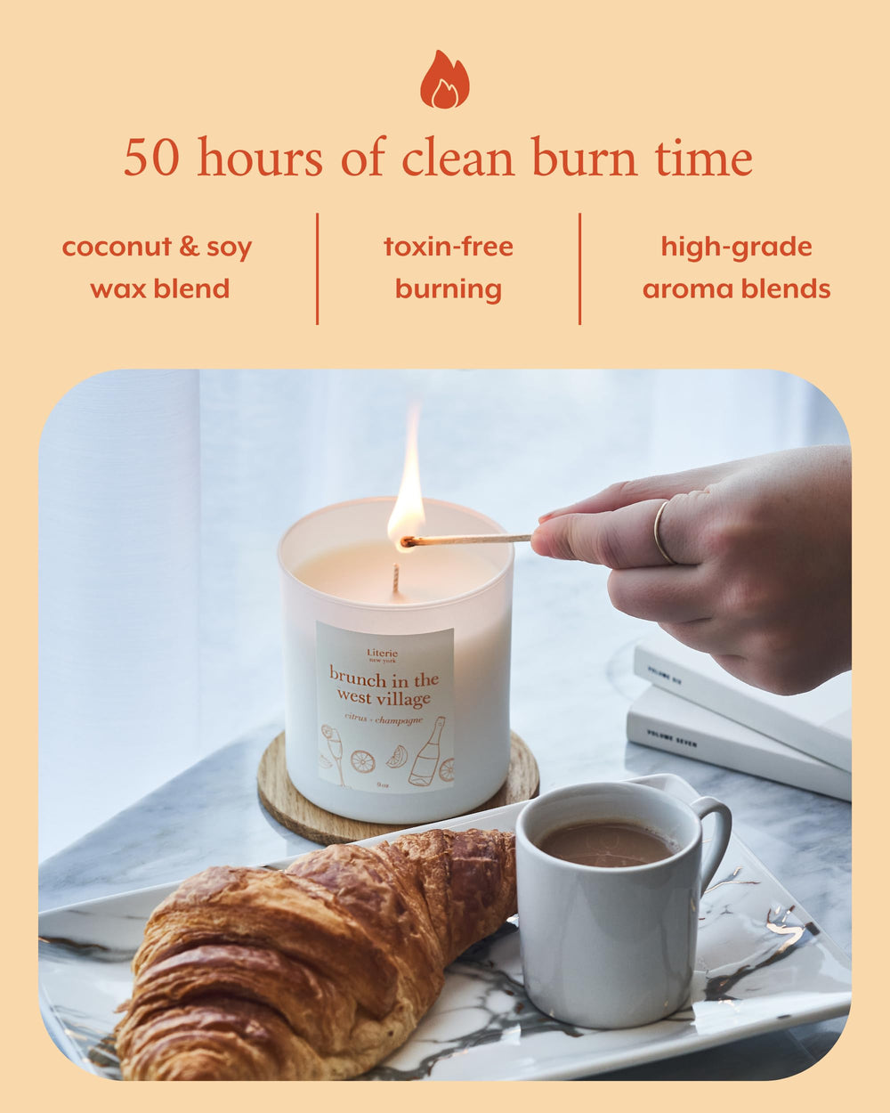 Vegan soy and coconut wax blend candle by Literie NYC.