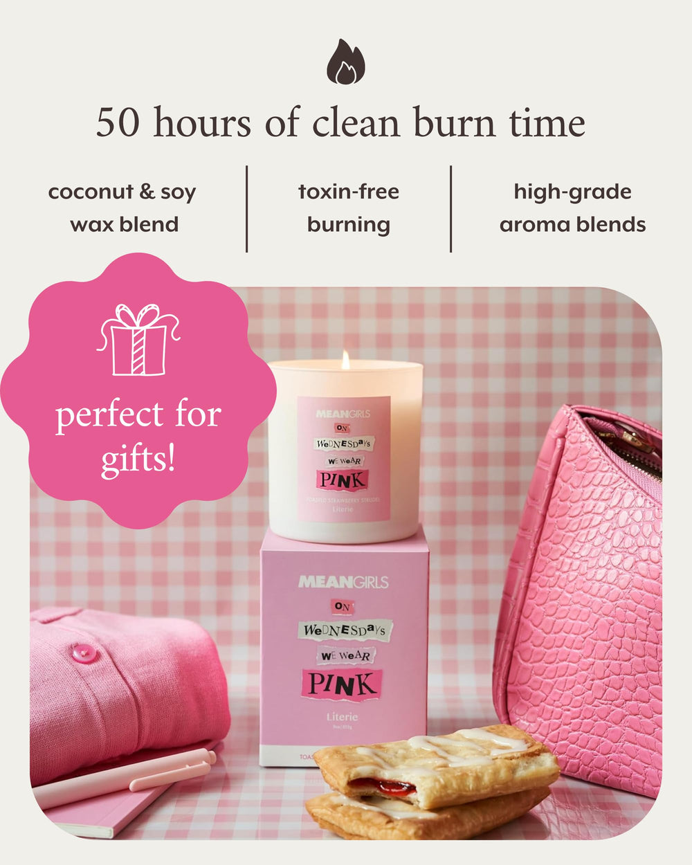 Literie vegan soy coconut wax blend candle with clean-burning formula.