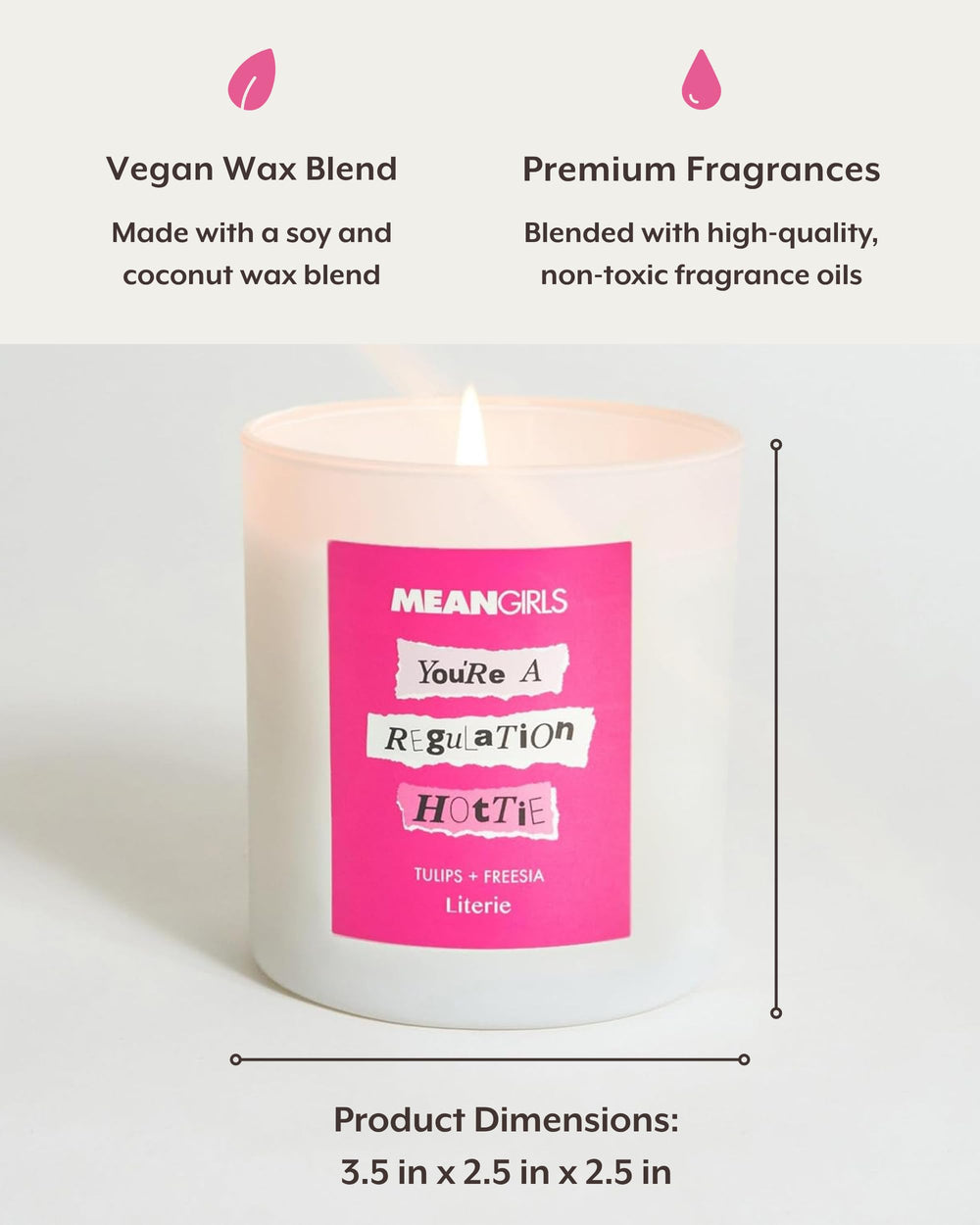 Literie vegan soy coconut wax blend close-up emphasizes clean burn and non-toxic fragrance