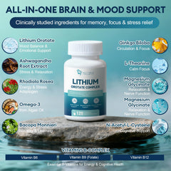 Lithium Orotate 10 mg dose bottle close-up