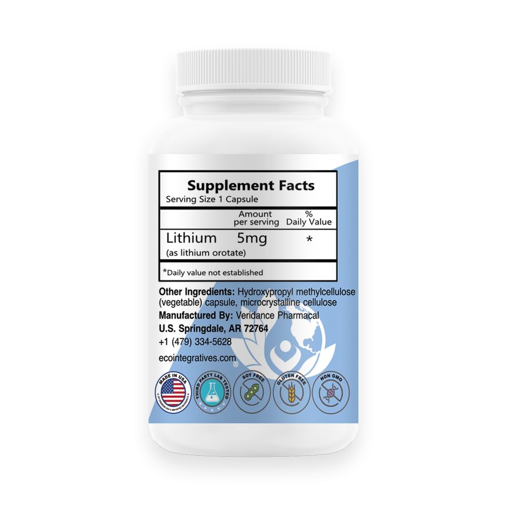 Lithium orotate 100-capsule bottle close-up