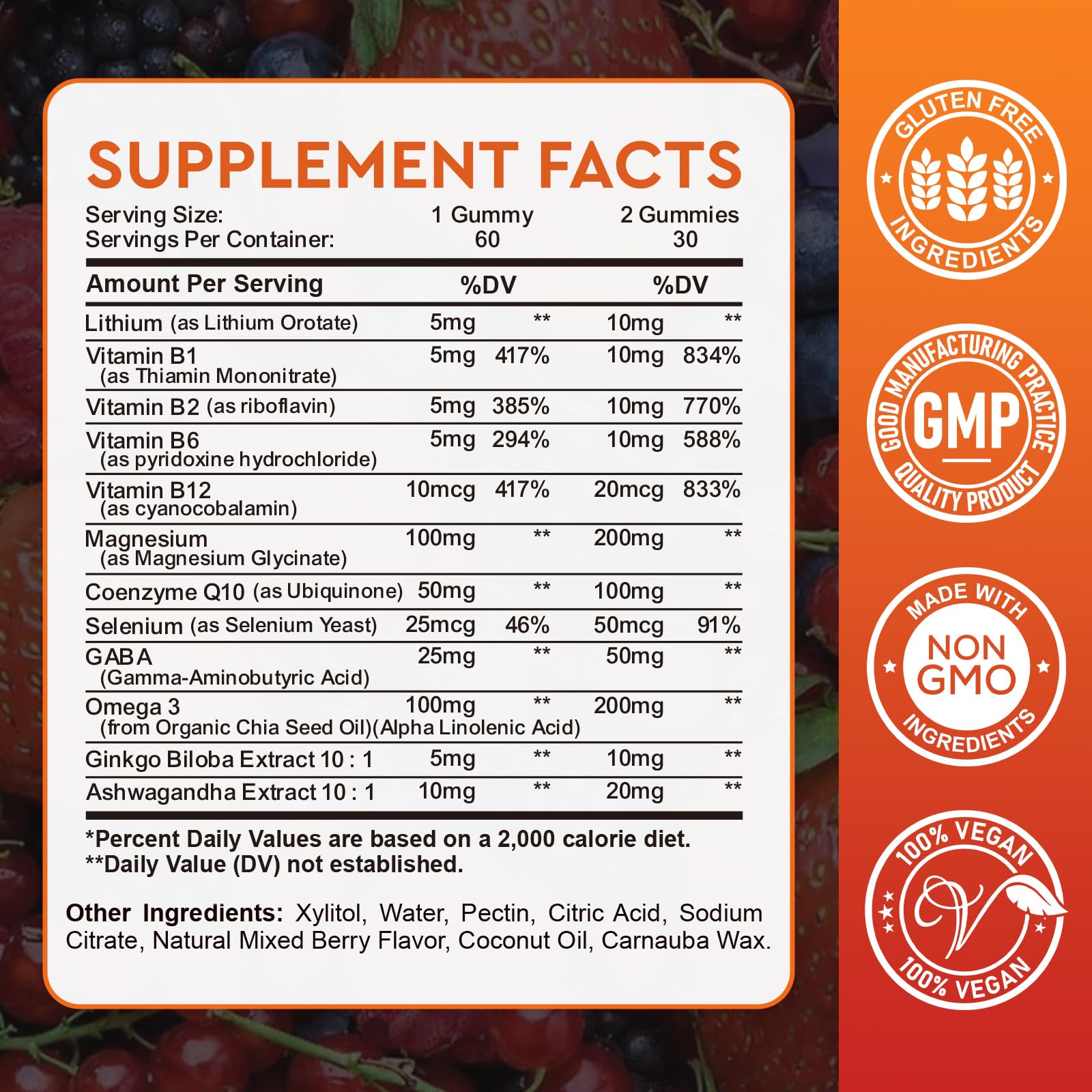 Front view of bottle showing label