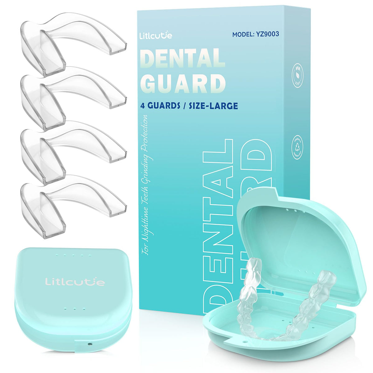 Litlcutie mouth guard 4-pack large transparent packaging