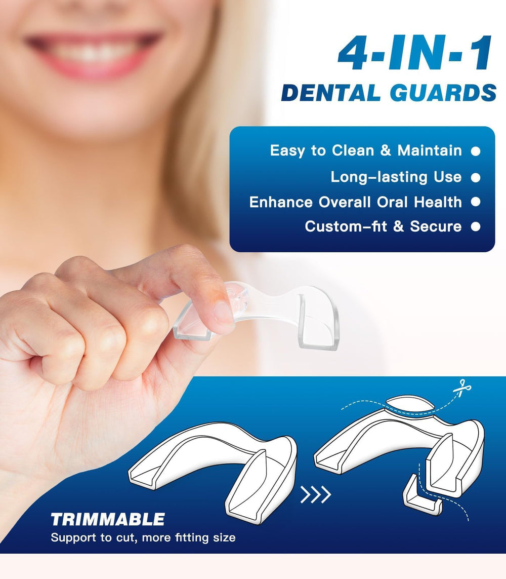 Mouth guard being trimmed to fit teeth for customized sizing
