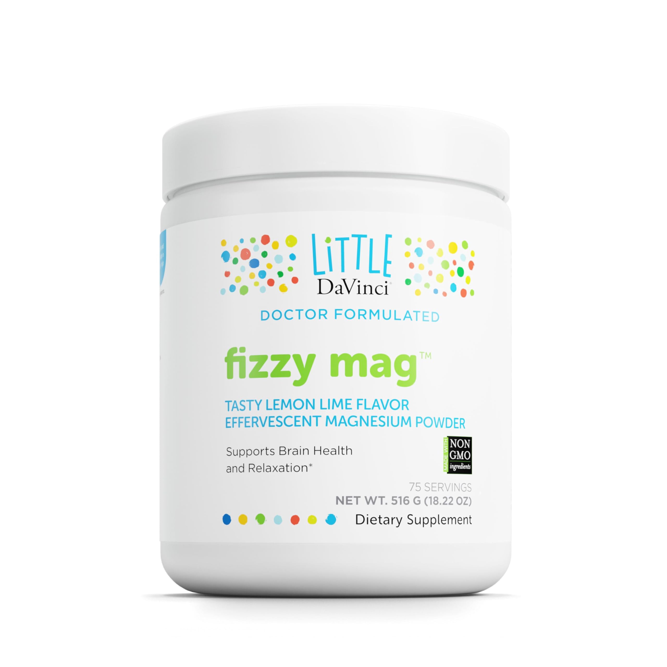 Front view of Little DaVinci Fizzy Mag bottle