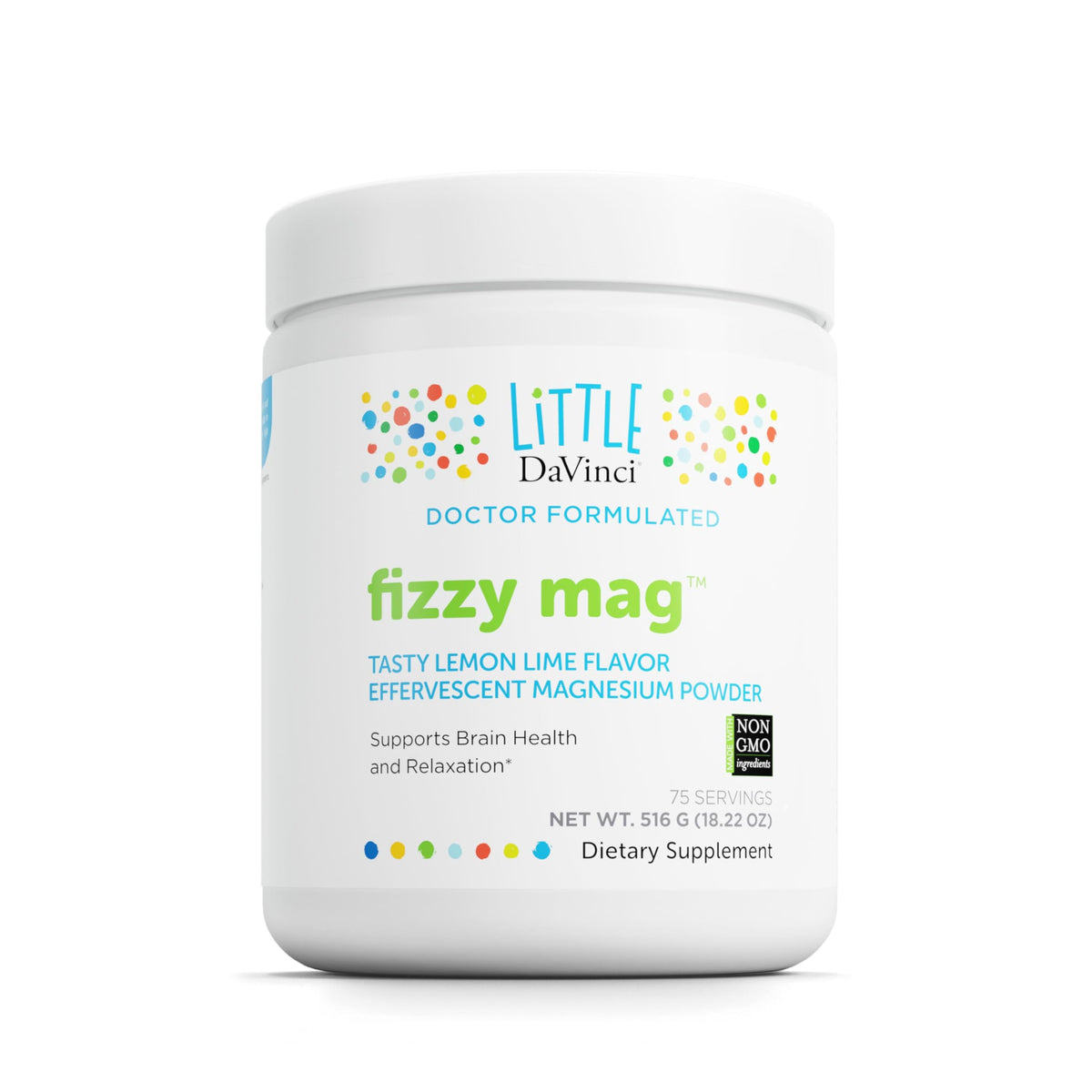 Front view of Little DaVinci Fizzy Mag bottle