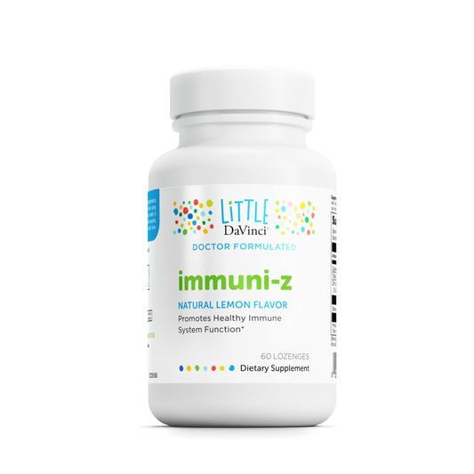 Hero image: Little DaVinci Immuni-z kids zinc lozenges in lemon flavor, 60 count