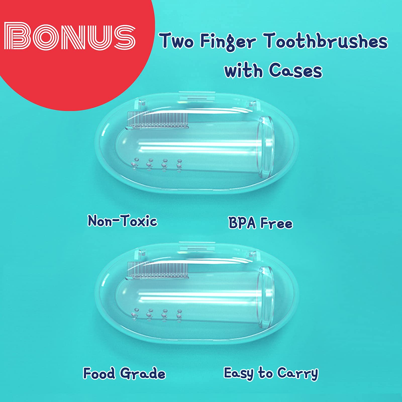 Finger toothbrushes and travel cases for babies