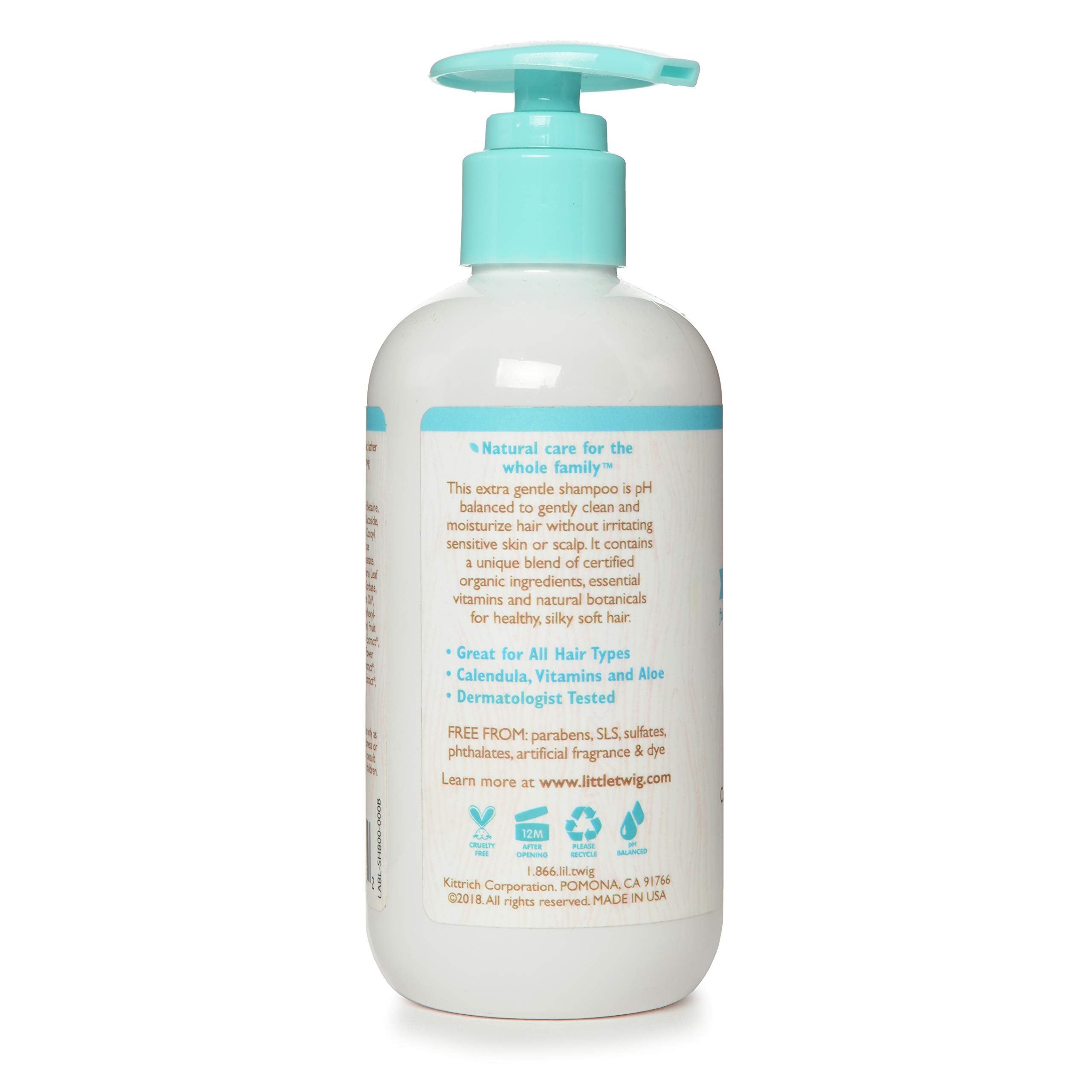 Shampoo label highlighting organic plant-based formula