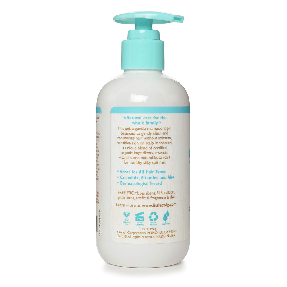 Shampoo label highlighting organic plant-based formula
