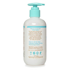 Shampoo label highlighting organic plant-based formula