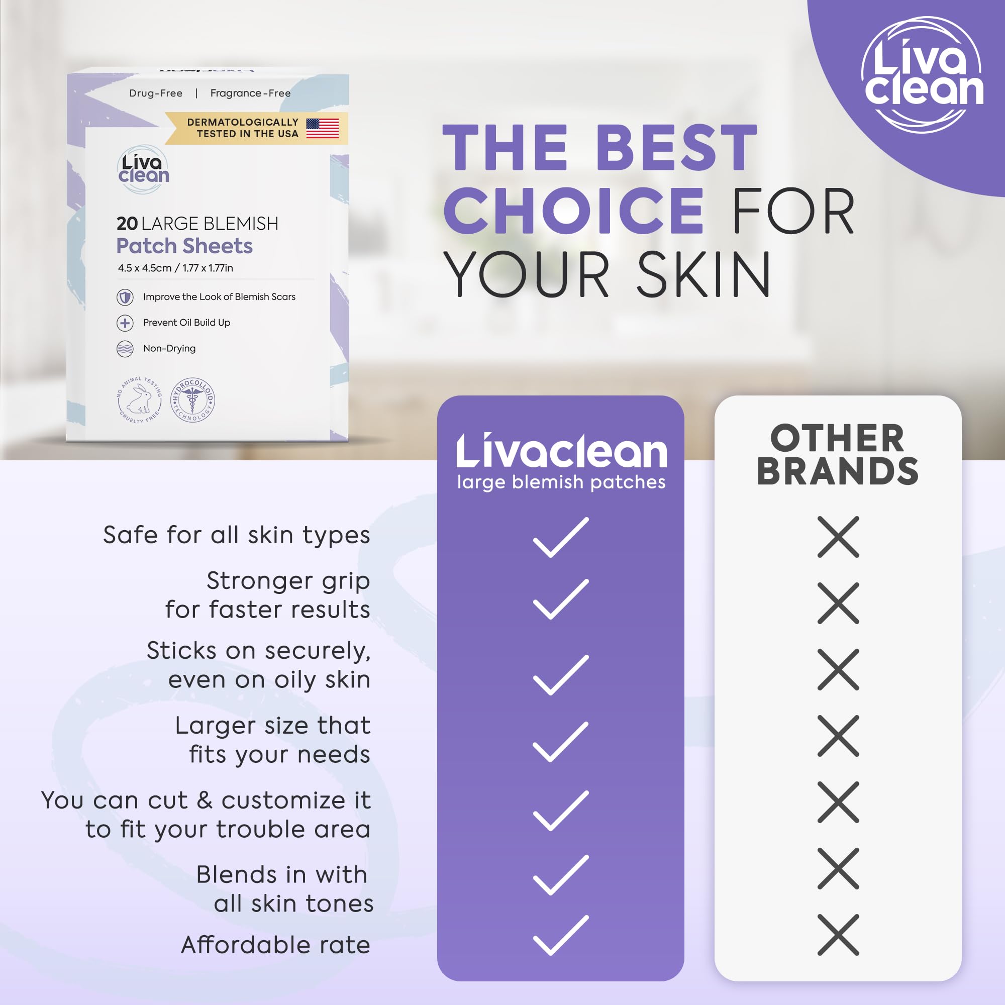 LivaClean discreet transparent patch ideal for overnight use.