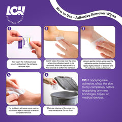 Livaclean Health adhesive remover wipe close-up showing soft texture and non-greasy finish.