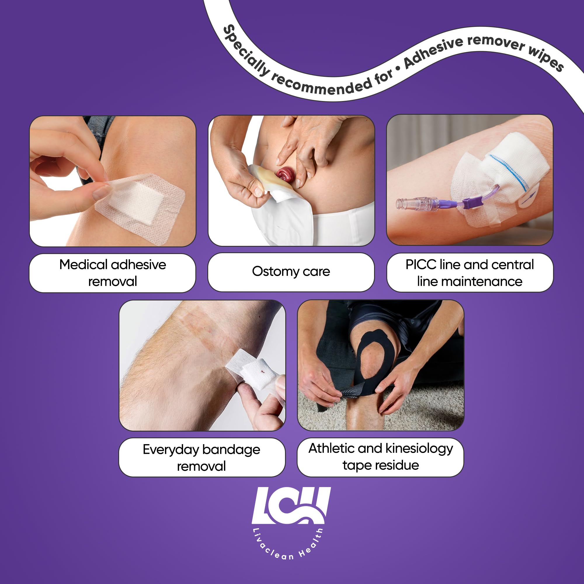 Livaclean Health wipes for bandage and tape removal deliver multi-use convenience.