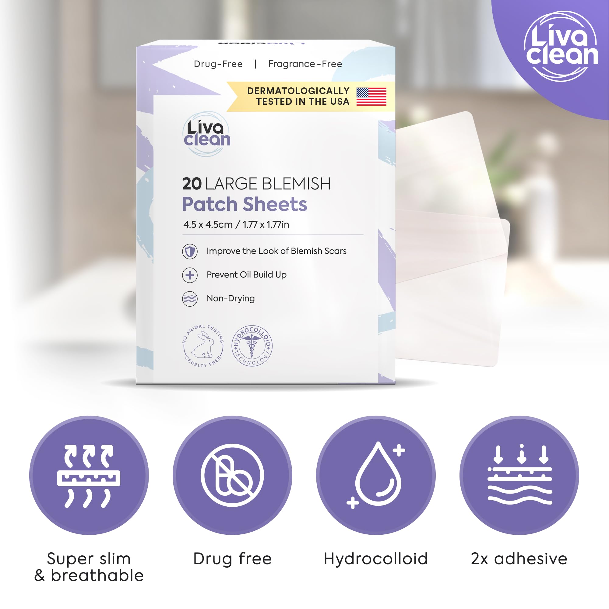 LivaClean hydrocolloid patch adheres on wet skin for oily skin users.