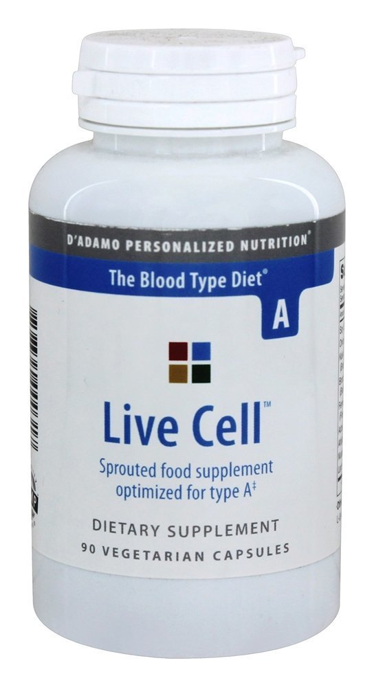 Product label for D'Adamo Live Cell A 90 vcaps