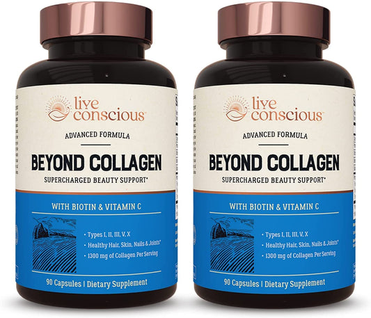 Front view of Live Conscious Beyond Collagen Multi Collagen Capsules