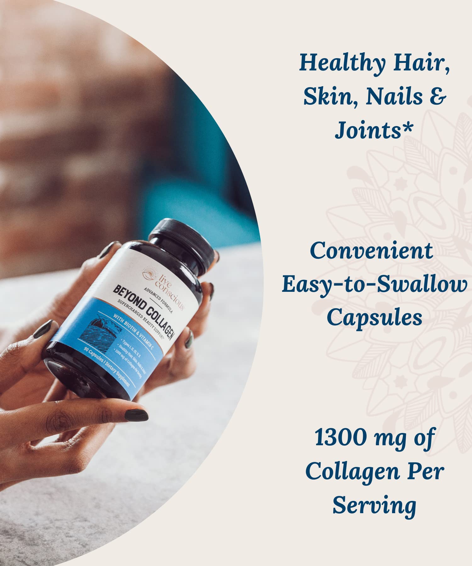 Hair, skin, and nails illustration featuring Beyond Collagen