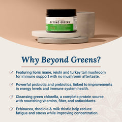 Close-up of Live Conscious Beyond Greens powder showing chlorella texture and color.