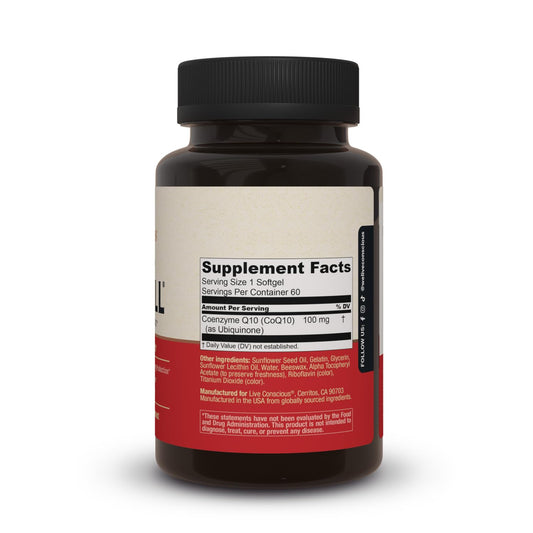 Illustration of 100 mg coenzyme Q10 ubiquinone dosage