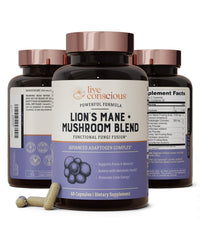 Bottle of Live Conscious Lions Mane Mushroom Supplement for brain support