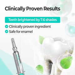 Person whitening teeth at home using kit