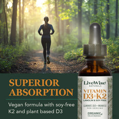 Close-up of Live Wise Naturals Vitamin D3+K2 5,000 IU bottle