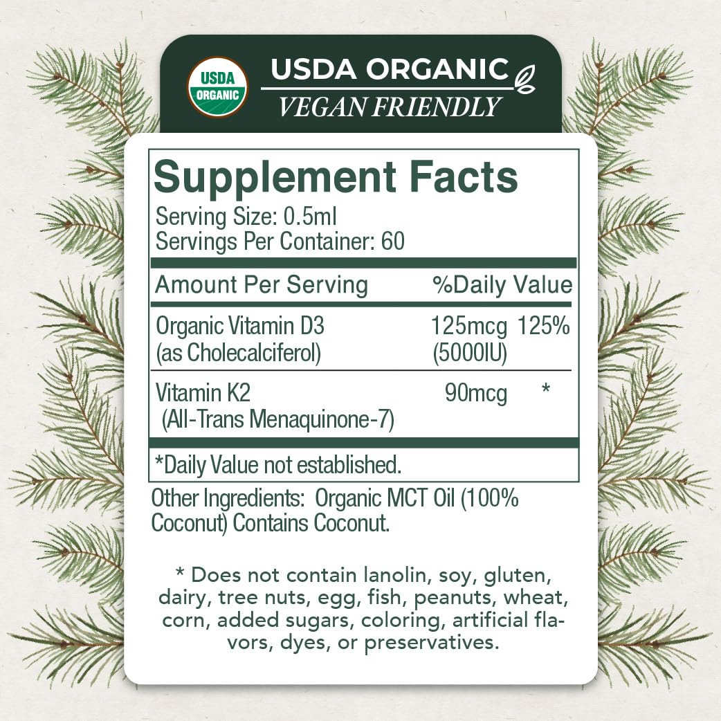 D3+K2 5,000 IU supplement from Live Wise Naturals labeled vegan-friendly
