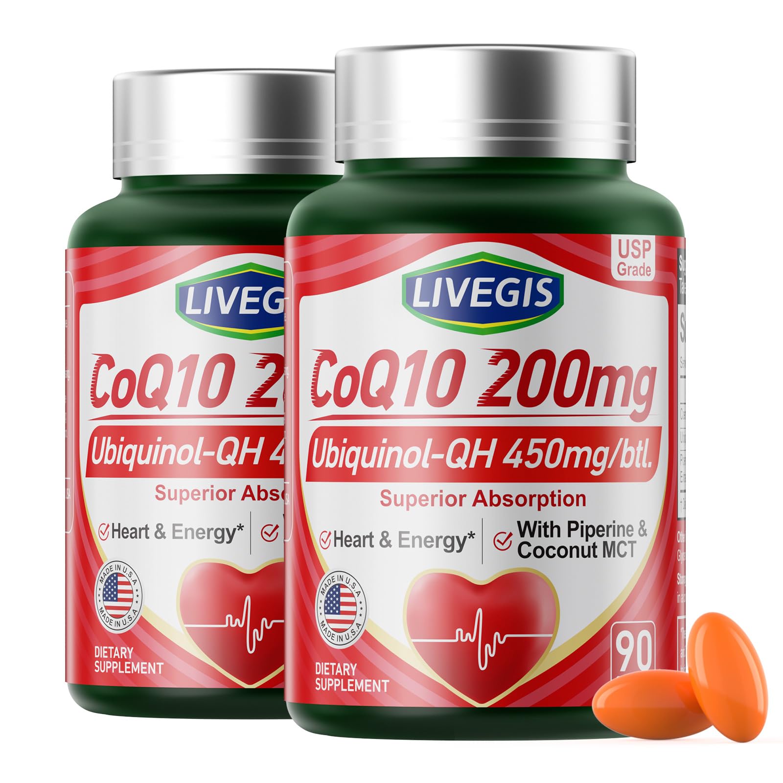 LIVEGIS CoQ10 200mg softgels bottle with label