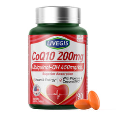 LIVEGIS CoQ10 200mg softgels bottle front view