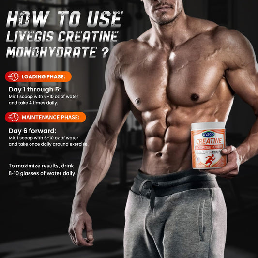 One 5g serving scoop of LIVEGIS Creatine Monohydrate